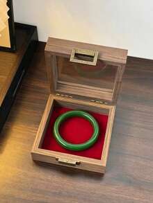 1pc Vintage Wooden Jewelry Box With Lid, Transparent Dust-Proof Storage Box For Earrings, Rings, Bracelets, Portable Small Accessory Organizer - Multicolor - View 13
