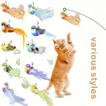 Random 1pc, Cat Toy Bird Toy Random Color, Artificial Feather Cat Toy, Bird Cat Rod Replacement Head, Cat Rod Toy, No Battery Required, Durable Replacement Head, Suitable For Indoor Cat Exercise Bird Cat Toy - View 3