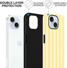 Sommerliche gestreifte Handyhülle für das iPhone15 ,, mit einem schönen sommerlichen gelb gestreiften Design, geeignet für Mädchen, Schutzhülle, doppelschichtige stoßfeste bunte Silikon-TPU-Handyhülle. - Weiß 8 - Übersicht 3