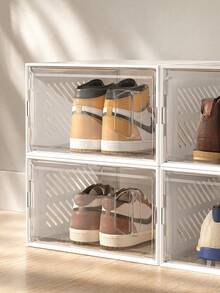 6pcs Transparent Stackable Shoe Storage Boxes, Flip-Top Dustproof Plastic Shoe Racks With Lids, Breathable Anti-Oxidation Shoe Storage Containers For Home, Dorm, Entryway - Multicolor - View 11