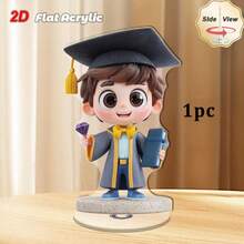 Mô hình trang trí acrylic xoay hình cậu bé học giả hoạt hình, đồ trang trí bàn kỷ niệm tốt nghiệp - A - Xem 10