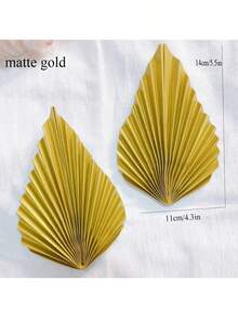 2pcs Matte Gold Birthday Baking Leaf & Fan Shaped Cake Decoration Picks - Gold - View 3