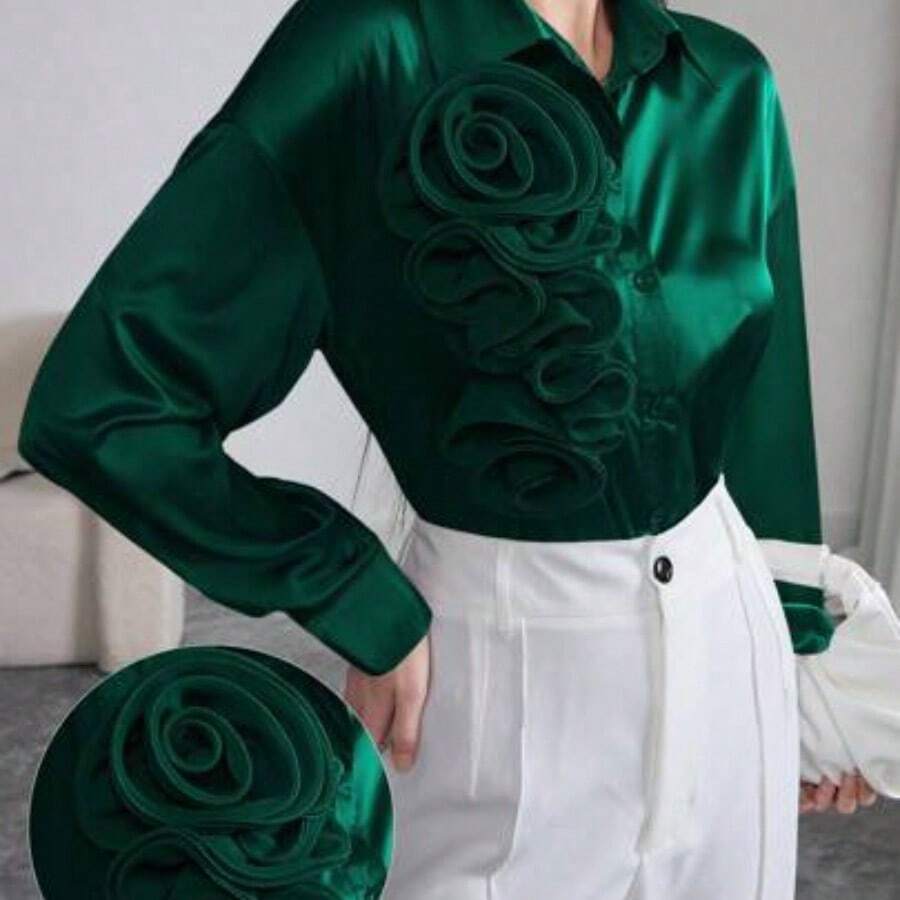 Women Blouses & Shirts - Dark Green - View 1
