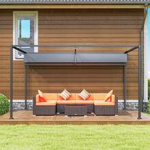 Outsunny 13' X 10' Patio Pergola With Retractable Canopy, Outdoor Sun Shelter, Yard Shade, Dark Grey - Dark Grey - View 9