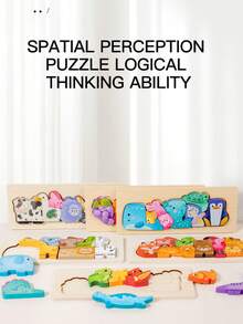 Wooden Children's Stereoscopic Puzzle Building Blocks, Parenting Toy, Educational Gifts For Boys & Girls - Multicolor - View 10