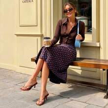 Women Comfortable Kitten Low Heel Thong Heeled Sandals Fashion Square Open Toe Comfort Shoes For Party Casual Slides - 棕色 - 查看 8