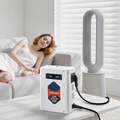 Convertisseur de tension 3000 VA, transformateur de courant haute performance, convertisseur 110 V vers 220 V, avec 2 prises européennes, sortie USB, écran LCD, protection thermique, pour appareils 220 V