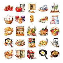 56 PCS Vintage Kitchen Cooking Stickers Waterproof Vinyl Decals For Water Bottles Laptop Scrapbook Phone Case Luggage, Creative Kitchen Theme Sticker Pack For Adults DIY Craft Decor, Retro Kitchenware & Food Elements Stickers School Supplies - A - View 7
