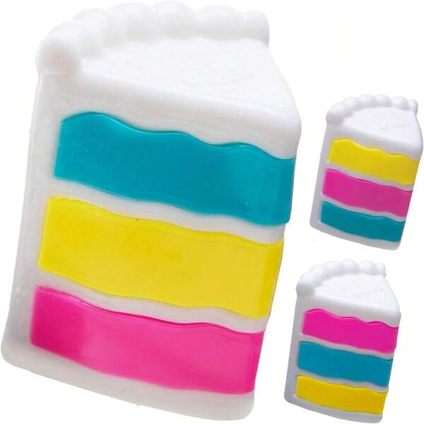 Schylling 1pc Cute Rainbow Cake Squishy Toy, Adorable Food Theme Stress Ball, Soft Squeezable Stress Relief Toy, Suitable For Children And Adults, Perfect For After School, Student Desk Fidget Toy