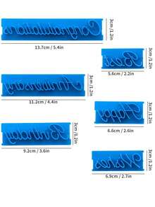 6pcs Cake Baking Mold Set, Letter Word Cookie Stamp Embossing Cutter Fondant Mold, Happy Birthday Cake Decorations - Blue - View 8