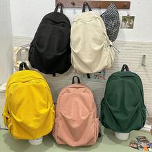 Bolso de mano moderno y versátil para mujer, estilo casual elegante con un toque de alta gama, bolso de hombro estiloso ideal para ir de compras, mochila casual plisada estilo coreano para mujer, nueva mochila de estudiante para el verano de 2026, de pana vintage. - Verde - Ver 1