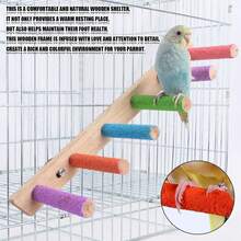 1PC Accessory Color Random Delivery Bird Frosted Perch Parrot Claw Grinding Perch Stand Tiger Skin Cockatiel Wooden Stick Toy Bird Cage Perch Accessory - Style A - View 1