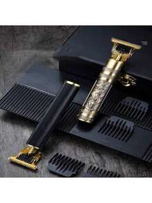 máquina de cortar cabelo máquina de barbear barbeador eletrico masculino aparador de pelos Designer Elétrico Profissional - bronze - Visão 5