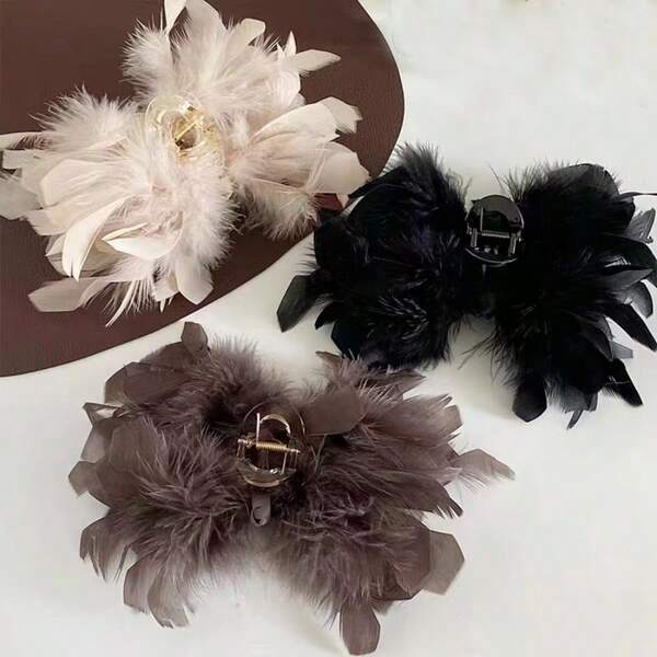 1pc New Women's All-Season Solid Color Elegant Premium Large Hair Claw Clip Acrylic