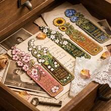 5/15pcs Vintage Floral Inspirational Bookmark Collection, Van Gogh Creative Aesthetic Bookmarks Page Markers, Stationery, Student Supplies Book Accessories Teacher Supplies School Supplies Can Be Used As Decorative Accessories Suitable For Reading Enthusiasts, Book Decoration, Cultural Creative Gifts, Reading Sharing Party Gifts, Party, Teacher's Day Gifts Birthday Gifts Bookish Things - Flower Bookmarks - View 5