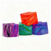 1PC Random Color Fluid Aurora Gradient Cube Squishy Toy, Slow Rising Creamy Soft Malleable Square Block, Iridescent Swirl Visual Sensory Stress Relief Fidget, Quiet Portable Pocket Handheld Toy Suitable For Office Desk & Student Classroom, - 彩色 - 查看 5