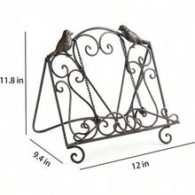 Metal Cookbook Stand  Recipe Book Holder For Kitchen (Birds/Vintage Scrolls, Bronze) - 鳥類 - 查看 7