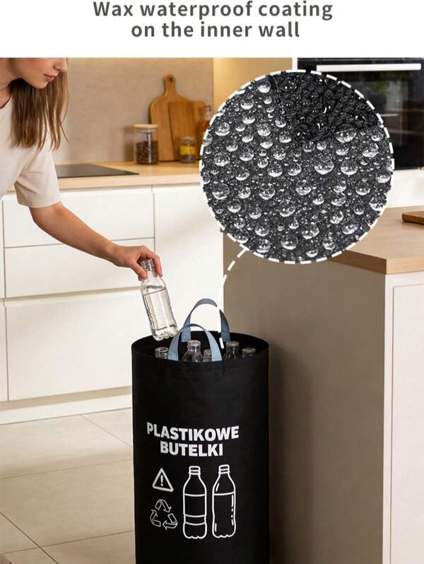 1 szt. 82-litrowy, składany kosz do recyklingu o bardzo dużej pojemności – cylindryczny, otwarty od góry, wielofunkcyjny kosz do przechowywania plastikowych butelek, oszczędzający miejsce, składany organizer, trwały, łatwy do czyszczenia, nie wymaga prądu, pojemnik do recyklingu domowego, do przechowywania butelek, nowoczesny wygląd, solidna konstrukcja, odpowiedni do mieszkania w mieszkaniu