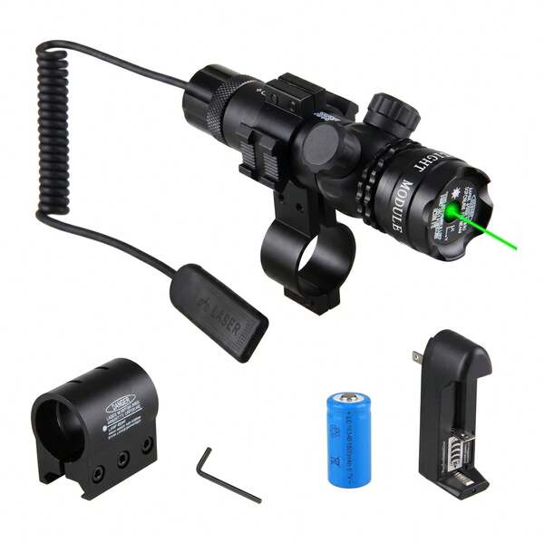 Traçante Mira Laser Verde Suporte Cano Universal Caça Rifle