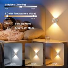 1/2 Đèn tường LED cảm biến chuyển động hai đầu, Đèn ngủ LED có chức năng phát hiện chuyển động, Đèn tường cảm biến chuyển động trong nhà, Đèn tường LED không dây, Đèn tường, Chạy bằng pin, Điều chỉnh độ sáng ba màu, Thích hợp cho phòng khách, phòng ngủ, hành lang - Thiết kế hiện đại (1200mAh), Có thể xoay, Di động - Hình cầu nhiều màu [Phiên bản nâng cấp] - Xem 6