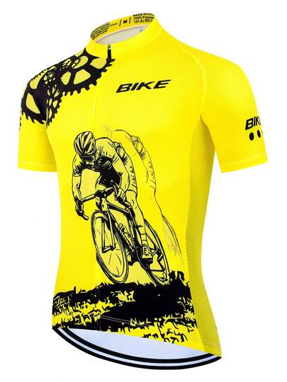 New Summer Outdoor Sports Cycling Short Sleeve Jersey For Men, Slim Fit, Quick-Dry, Breathable Road Bike Top With 3 Back Pockets - Universal Version, Suitable For Cycling, Off-Road, Motorcycle Touring, Training Wear