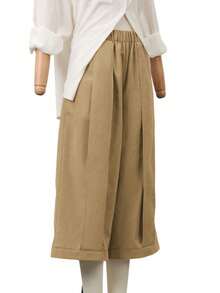 1pc Women's Fashionable Casual Solid Color Wide Leg Capri Pants, Comfortable Casual Patchwork Design, Wide Leg Pants Suit For Daily Commute & Work, Spring/Summer - Khaki - View 6