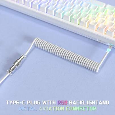 ATTACK SHARK C01 ULTRA RGB Coiled Cable USB-C To A Spiral Gaming Cable For Mechanical Keyboard