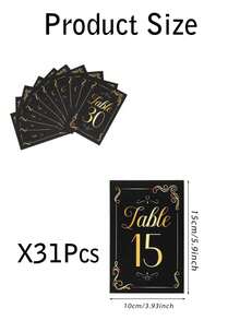24/31/62pcs Wedding Table Numbers 1-30 With Header Cards, Black And Gold Cards And Holders, For Weddings, Graduations, Baby Showers, Birthdays And Other Occasions, Gold Table Number Set - View 10