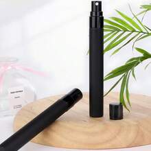 5 ml, 10 ml Bouteille de verre noir élégante rechargeables avec vaporisateur en aluminium noir - Convient pour le transvasement de parfum, de cosmétiques liquides et d'atomiseur d'assainisseur d'air - Idéal pour les voyages, bouteille de parfum rechargeables - Voir 7