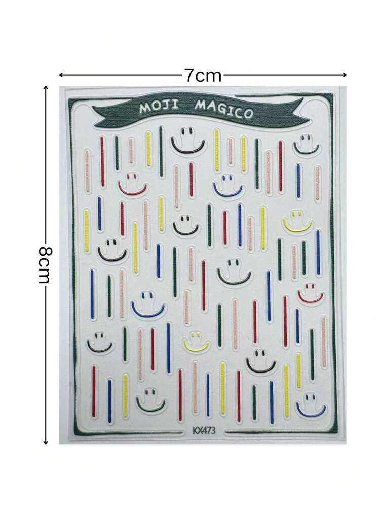 1pc Rainbow Line & Smiling Face Design Sticker, Provides Youthful Makeup Look, Self-Adhesive, Waterproof & Sweat-Resistant, Can Be Applied Around Eyes, Cheeks, Collarbones, Suitable For Various Occasions To Create A Lively & Playful Atmosphere. - Multicolor - View 4