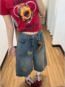 Women Denim Shorts - Blue - View 3