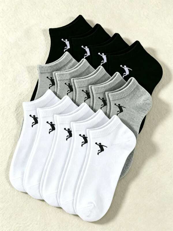 1/9/15/30 Pairs Unisex Basketball Pattern Invisible Socks, Soft & Breathable, Moisture-Wicking, Suitable For Various Occasions Like Sports, Casual, Business, All Seasons