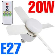 CanLing 20W LED 靜音吸頂風扇燈 附遙控器，E27/E26 可拆卸風扇葉片，3段速定時調光可調風量，嵌入式吊燈燈泡 110V/220V，適用於居家客廳、臥室、書房、廚房、辦公室、學生宿舍、書桌、上下舖、帳篷、棚屋，護眼無閃爍柔光，冷白色，低噪音無刷馬達，夏季涼爽小風扇 AC86-265V - Fan Light Bulb - 查看 12