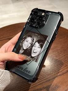 1 Personalized Customized Photo Name Text Anti Drop Transparent Black Full Border Phone Case, Compatible With IPhone 17/Air/17pro/17promax/16/16pro/16plus/16promax/15/14/13/12/11 And Other Models, Suitable For Giving As A Gift To Friends - Black - View 4
