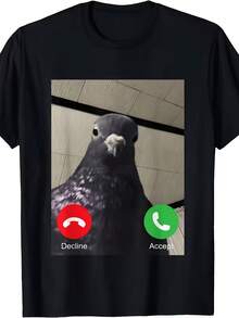 Humorous Pigeon Meme, Absurdly Creative T-Shirt, Suitable For Boys And Girls - 黑色 - 查看 6