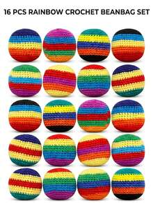 12/6/3/1 Stück handgefertigte gehäkelte Hacky Sack Bälle, 5,5cm bunte gestrickte Fußsäcke, langanhaltend weiche Kickbälle zum Jonglieren, Outdoor-Spiel, Stressabbau, Familientreffen, Partygeschenke, Feiertagsgeschenke & Karneval, weich, Squishies - Standardmodell - Übersicht 9