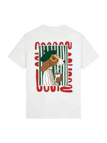 T-shirt da donna a maniche corte e girocollo con stampa a tema vacanze, vestibilità comoda e rilassata, ideale per l'estate, la spiaggia, l'ufficio e l'uso quotidiano, colore bianco. - Bianco - Visualizzare 5