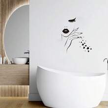 Face Massage Wall Decal , Modern Spa Salon Decor , Vinyl Sticker For Beauty Saloon,Nail Salon And Beauty Salon Mural Design - A - View 1
