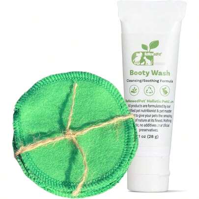 Dog Booty Wash - Natural Sanitary Butt Cleaner Odor, Mess Scooting Relief - Gentle Pet Hygeine Wash (1 Oz, With 10 Cleaning Pads)