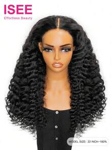 ISEE HAIR Wear Go 无胶深波浪高清 9*6 蕾丝假发，180% 密度，16-26 英寸常规款，自然发质，预剪蕾丝，预拔发际线，预漂白发结，真人发，日常佩戴，女士适用 - SNatural - 查看 4