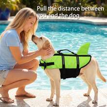 Chaleco salvavidas ajustable para perros, estilo tiburón con alta flotabilidad y asa de rescate, adecuado para perros pequeños, medianos y grandes para nadar y navegar - Verde - Ver 8