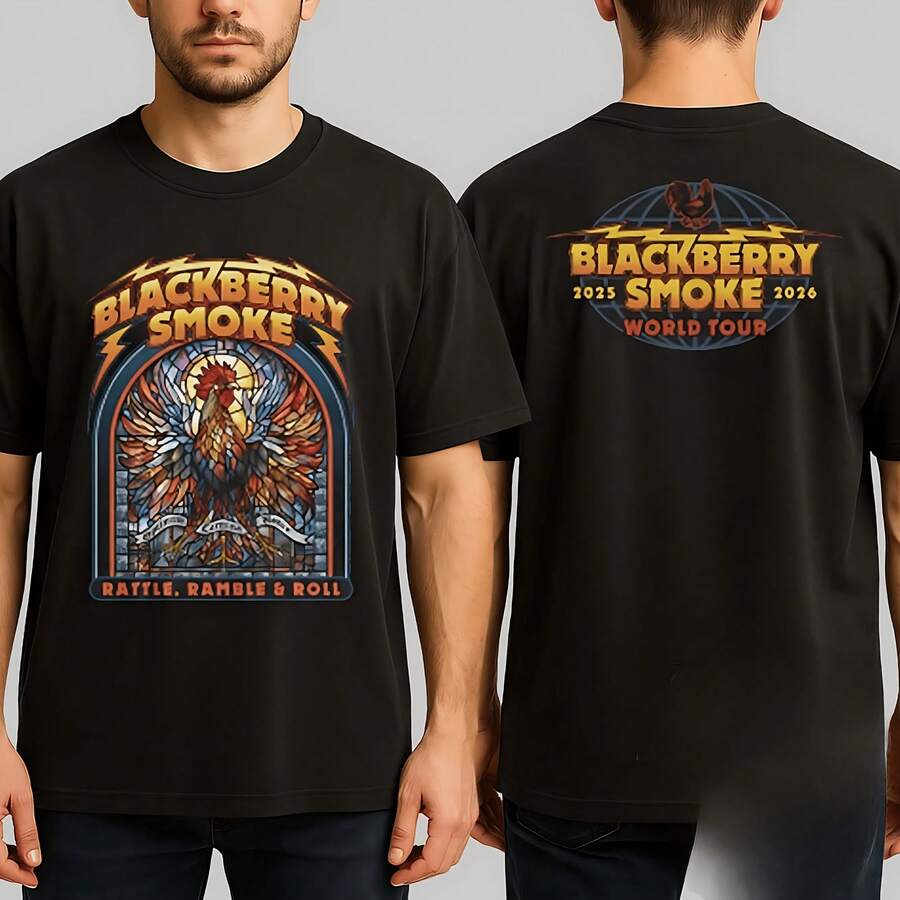 BlackberryAAA Smoke Rattle Ramble And Roll World Tour 2025 2026 T-Shirt - 黑色 - 查看 1