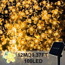 1pc 5m/7m/12m/20m/50m/100m LED Solar Powered Flower Fairy String Lights, 8 Modes, Waterproof, For Outdoor Party, Garden, Patio Decor - Solar-powered Cherry Blossom String Lights - View 9