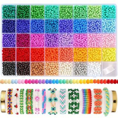 Regnbågsfärgade ljusa fröpärlor, handgjorda armband, halsband, örhängen och håraccessoarer, hantverkspärlor för DIY, kreativ present