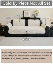 1件装四季保暖沙发垫套,现代简约防滑加厚沙发座垫保护套,防尘可水洗,柔软不易褪色,宠物友好,适用于卧室、办公室、客厅、L型沙发以及1/2/3/4人沙发 - 米色 - 查看 9
