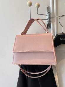 Fashionable Solid Color Handbag, Casual Flap Small Square Bag, Handheld Casual Bag, Commuter Bag, New Spring/Summer Shoulder Crossbody Bag For Women - Pink - View 4