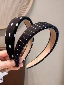 2pcs/Set Polka Dot Vintage Style Sponge Padded Headband Fashion Non-Slip Hair Band For Women Hairband - Multicolor - View 6