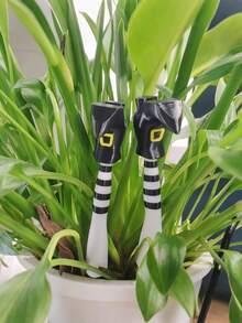 3D Printed Gothic Witch Leg Planter Decoration, Made Of Durable Plastic Material, Suitable For Plant Garden, Lawn, Halloween Atmosphere Decoration, Halloween Party Decoration, Garden Yard Lawn Decoration, Suitable For Halloween Party And Creating Halloween Atmosphere - A - View 7