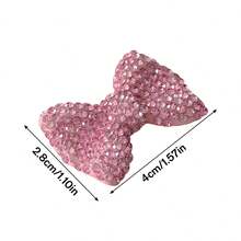 Pegatina decorativa para coche con lazo rosa completamente cubierto de rhinestones, accesorio pequeño y brillante de estilo femenino y elegante para la pantalla de navegación y la consola central - lazo de pedrería - Ver 3