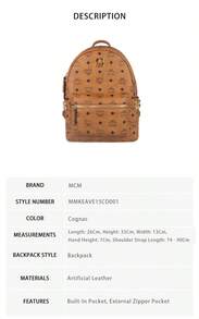 Mcm Stark Series Printed Women's Backpack - Cognac Color MMKEAVE15CO001 - View 9